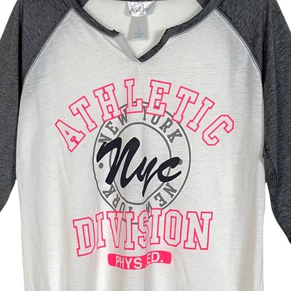 NWOT just be.. NYC Athletic Division Football Style V-notch 3/4 Sleeve T-shirt - Picture 3 of 16